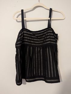 Adorable! Excellent. Used condition black and gray medium blouse  Ax2 Bd2 Black Summer Vest Top, Black Vest Top For Summer, Casual Black Sleeveless Blouse, Casual Black Cami Top, Black Sleeveless Vest Top, Black Cami Top For Spring, Black Sleeveless Casual Camisole, Casual Black Blouse With Vest Detail, Casual Black Blouse With Vest