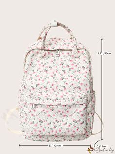 BirdinBag - Versatile Ditsy Floral Print School Backpack for Graduates, Teens and Students - Ideal for Outdoors, Travel and Back to School Product Description Color Multicolor Strap Type Adjustable Composition 100% Nylon Pattern Type Plants Bag Size Medium Material Polyamide Closure Type Zipper Type Classic Backpack Style Fashionable Features High-capacity Size Chart INCH CM Handle Height Strap Length Bag Height Bag Width Bag Length 4.7 inch 37.4 inch 15.7 inch 5.1 inch 11 inch Handle Height Str College Backpack Women, Trendy Girl, Student Bag, College Backpack, Estilo Preppy, School Bags For Girls, Student Backpacks, Pink Backpack, Girls Prints