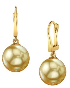 These earrings include two beautiful Golden South Sea pearls with 'Very High' luster, our highest available. These stunning pearls hang from 14K white or yellow gold earrings to create a product that displays pure, classic elegance. South Sea Pearls Earrings, Golden Pearl, Golden South Sea Pearls, Yellow Gold Earrings, Sea Pearl, Real Pearls, Sea Pearls, South Sea Pearls, South Seas