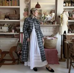 Mum Outfits, Dress Up Boxes, Cottage Interior, Check Coat, She Is Clothed, Vintage Inspired Outfits, Parisian Chic, Historical Clothing, Get Dressed