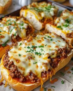 the sloppy joe sandwich is loaded with cheese and meat, along with other toppings