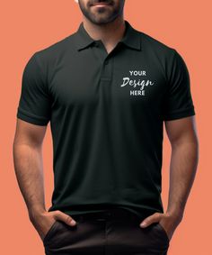 Customizable Black Cotton Shirt, Black Cotton Shirt With Branding, Black Cotton Polo Shirt With Custom Print, Customizable Black Short Sleeve Shirt, Black Short Sleeve Shirt With Branding, Polo Shirt Mockup, Black Shirt Mockup, Black Model, Tshirt Mockup