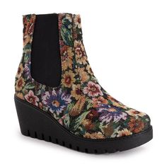 Dress up your favorite fall outfit in MUK LUKS? Women's Vermont Essex Wedge Booties. With soft faux fur lining to keep you warm and memory foam insoles for all day comfort, you will be set this cold weather season. Wipe with damp cloth. Do not bleach. Lay flat to dry. Imported - 100% Durable TPR Sole - 100% Polyester Upper - 100% Polyester Faux Fur Lining - 100% Polyester Insole - Memory Foam Insole for all day comfort - Wedge heel - Women?s Sizes 6-11 - Multiple Color Options Winter Wedges, Wedge Ankle Boots, Shoes Heels Wedges, Womens Wedges, Multiple Color, Dress And Heels, Black Booties, Fall Outfit, Dress With Boots