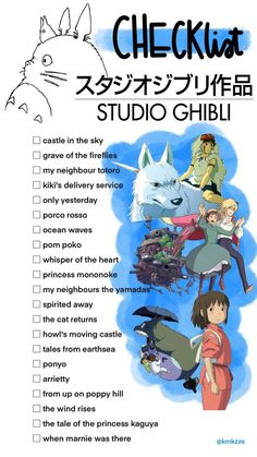 the checklist for studio ghibli