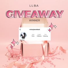 a pink box with a ribbon around it and the words liba giveaway winner