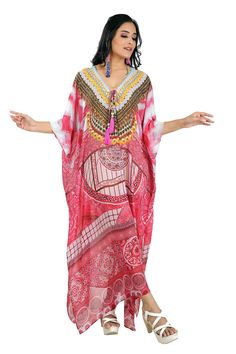 Long Kaftan Dress, Silk Caftan, Kaftan Gown, Evening Time, Printed Kaftan, Luxury Resort Wear, Kaftan Designs, Beach Kaftan, Silk Style