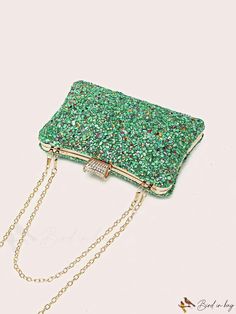 BirdinBag - Rhinestone-Adorned Mini Box Bag: Glamorous Chain, Ideal for Weddings, Proms, and Parties Mini Box, Bag Elegant, Inch Bag, First Contact, Box Bag, Diy Supplies, Green Bag, Evening Bags, Free Gifts