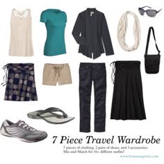 the travel wardrobe includes clothing, shoes and accessories