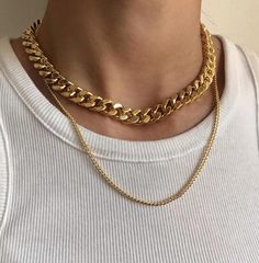 Gold Chunky Chain Necklace Statement Necklace Chain Link | Etsy Thick Gold Chain Necklace, Thick Gold Chain, Cuban Link Necklace, Chunky Chain Necklaces, Dope Jewelry, Diy Schmuck, Girly Jewelry, Gold Chain Necklace, Trendy Jewelry