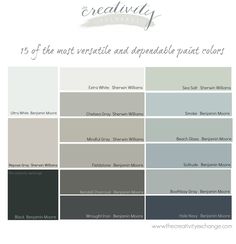 several shades of gray and white with the names of different colors in each color scheme