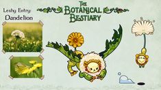 an advertisement for the botanical bestiary with pictures of animals and flowers on it's side