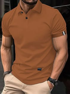 Collar T Shirts Men, Brown Shirt Outfit Men, Mens Pants Fashion Casual, Polo T Shirt Design, Polo T Shirts For Men, Polo Shirt Outfits, Stylish Shirts Men, Mens Polo T Shirts, Men's Casual Shirts