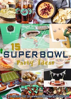 a collage of super bowl party ideas