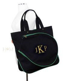 Black Monogrammed Tennis Bag - Heart Melter - Personalized Gifts Racquet Bag, Aniversary Gifts