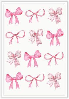 pink watercolor bows on white paper