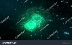 an abstract green background with numbers and symbols