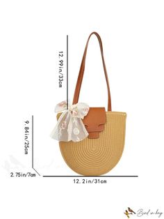 BirdinBag - Vacation and Beach Shoulder Bag - Stylish Straw Woven for Summer Vacation Satchel With Single Handle, Shoulder Bag Shape, Beach Bucket Bag With Removable Pouch, Beach Satchel Bag, Beach Satchel Shoulder Bag, Beach Satchel With Single Handle, Vacation Satchel Bag With Single Handle, Vacation Pouch Shoulder Bag With Adjustable Strap, Beige Beach Satchel With Single Handle, Brown Single Handle Shoulder Bag For Beach