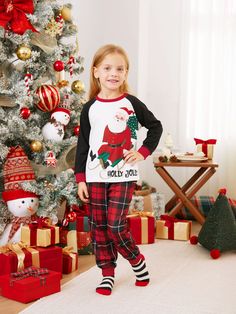 Perfect for family leisure time, this matching pajama set is made of soft and comfortable fabric that is great for autumn and winter seasons and features a fun Christmas Santa Claus pattern on the top.
* Please add each size separately to your shopping cart.
* Each size includes 1 set of pajamas (1 top+1 bottom), or 1 romper, or 1 pet bandana.
* For children's safety, pajamas should be snug-fitting or flame-resistant. These kids' and babies' pajamas are flame-resistant.
* Soft and comfortable fabric
* Pajama pants with drawstring and pockets
* Raglan sleeves and red cuffs and neck design
* Plaid design for pajama pants
* Dog bandana included for your furry friend
* Round neckline
* Long sleeves
* Matching family pajama set
* Suitable for autumn and winter seasons
* Great for Christmas part Family Matching Sleep Sets In Red, Christmas Matching Pajamas Families Short Sleeves Dear Santa, Festive Family Matching Red Sleepwear, Family Matching Holiday Festive Sleepwear, Red Family Matching Long Sleeve Sleepwear, Matching Pajama Set, Santa Graphic, Matching Pajama, Family Pajama Sets