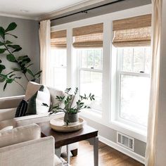 a living room with two couches and a coffee table in front of the window