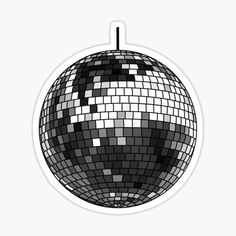 a black and white disco ball sticker