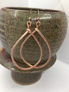 Hammered Copper Earrings Teardrop Dangle Handmade Copper | Etsy Knotting Patterns, Copper Earrings Handmade, Jewelry 2024, Hammered Copper Earrings, Aluminum Earrings, Wire Wrap Jewelry Designs, Farm Store, Earrings Teardrop, Diy Wire Jewelry