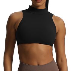 PRICES MAY VARY. Sports bra size guide: [ S fit for 30DD 32C 32D 34A 34B ] [ M fit for 32DD 34C 34D 36A 36B ] [ L fit for 34DD 36C 36D 38A 38B ] Medium support High Neck Pemovable padded Backless detail Fitted Sports Top With Built-in Bra, Solid Color Supportive Seamless Top, Compression Racerback Tops For Light Sports, Sportswear Tops With Built-in Bra And High Stretch, Sporty Tops With Built-in Bra And Supportive Fit, Black Compression Tops With Medium Bust Support, Seamless Racerback Sports Top, Supportive Seamless Tops For Athleisure, Supportive Sleeveless Crop Top For Gym