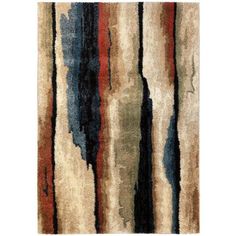 an area rug with multicolored stripes on it