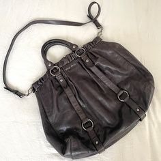 Pristine Condition Grey Leather Miu Miu Large Hobo Bag Crossbody Straps Are Adjustable And Can Be Taken Off 15 Inches Wide Can Hold Everything! Large Hobo Bag, Miu Miu Bag, Crossbody Tote Bag, Crossbody Tote, Grey Leather, Hobo Bag, Miu Miu, Leather Crossbody, Bag Lady