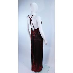 Description: Bob Mackie beaded black & red gown Embellished silk along with red hand beading Race-style halter Center back zip Dropped back Length: 60" Bust: 34-36" Waist: 28" Hip: 36-38" Worn by Brook Shields and featured on the cover of Cosmopolitan in 1983 Circa 1980's Details: Size: US 8Color: Black/RedMaterial: SilkCondition: Excellent Shipping: All orders are shipped with a standard flat rate of $9.95 or expedited flat rate of $19.95. Party Maxi Dress With Beaded Straps, Red Backless Evening Dress With Back Opening, Sequin Halter Neck Evening Gown, Backless Red Evening Gown, Party Gown With Beaded Straps And Floor-length, Floor-length Beaded Gown For Party, Red Embellished Fitted Maxi Dress, Red Backless Evening Maxi Dress, Fitted Embellished Red Maxi Dress