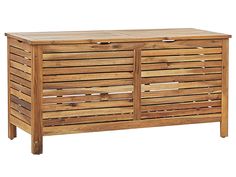 a wooden sideboard with slats on the top and bottom drawers, made out of wood