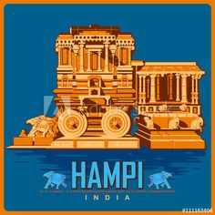 Hampi Sketches, Cultural Paintings, Beautiful Monuments, Food Animation, Hampi Karnataka, College Magazine, Post It Art, Cricket Logo, Temple Drawing