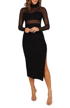 Petal & Pup Farrow Long Sleeve Midi Dress | Nordstrom Black Long Sleeve Midi Dress, Fall Wedding Guest Dress, Usa Dresses, Tres Chic, Sleeve Midi Dress, Long Sleeve Midi, Fashion Fits, Long Sleeve Midi Dress, Black Midi Dress