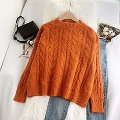 Style: commuting Size: one size Color: red, green, apricot, khaki, orange, coffee Orange Coffee, Lazy Style, Style Sweater, Apricot, Red Green, Japan, Orange, Coffee, Green