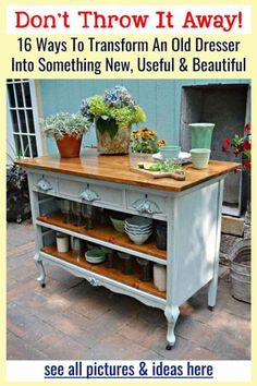 Dresser Without Drawers, Upcycled Furniture Before And After, Pretty Furniture, Repurposed Dresser, Old Bookcase, Diy Dresser Makeover, Refinishing Furniture Diy, Diy Furniture Decor, Furniture Design Inspiration