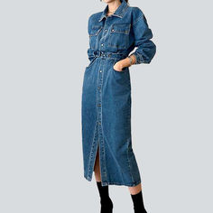 Be bold and stylish with our 2023 Spring-Summer Collection long denim dress! This fashion-forward piece is crafted to perfection with a medium wash. long length and a unique buttoned closure. Immerse yourself in the millennium's iconic fashion scene with this must-have piece. It's time to make history again!Why You'll Fall In Love Y2K Inspired: Step firmly into the millennium's fashion scene with this timeless piece. Loose and Lively: Enjoy the perfect balance between style and comfort with its Denim Button-up Dress With Pockets, Washed Blue Denim Fall Dresses, Dark Wash Denim Midi Dress With Pockets, Washed Blue Midi Denim Dress With Pockets, Denim Dresses In Washed Blue For Fall, Dark Wash Midi Denim Dress With Pockets, Fall Denim Dresses In Washed Blue, Midi Length Dark Wash Denim Dress With Pockets, Fall Washed Blue Denim Dresses