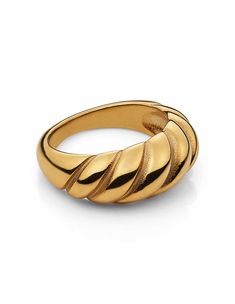 http://Dome Ring, Gold Plated Stainless Steel Pop Interior, Vase Big, Croissant Ring, French Baking, Baking Goods, Gold Ring Designs, Hot Jewelry, Dome Ring, Antique Necklace