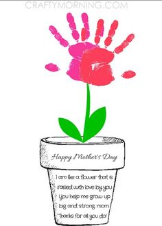 a flower in a pot with the words happy mother's day written on it