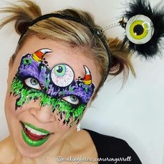 Crazy Halloween monster Monster Face Paint, Halloween Trucco, Facepainting Halloween, Monster Face Painting, Painting Parties