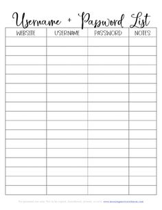 a printable sign up sheet with the words, wannane and papood list