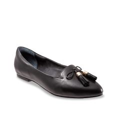 Trotters-Hope Loafer The Hope loafer from Trotters is as easy on your foot as it is on your eyes. The tassel bow with metal accents on the leather upper along with pointed toe draw attention, no matter the outfit you are pairing it with. Trotters Shoes, Loafers Women, Pointed Flats, Black Loafers, Metal Accents, The Hope, Athletic Sneakers, Metallic Accents, Loafers For Women