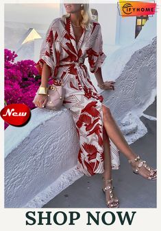 V Neck Ethnic Loose Vacation Dress Patterned Dresses With Kimono Sleeves For Summer, Chic Printed Dresses With Kimono Sleeves, Chic Printed Dress With Kimono Sleeves, Spring Dresses With Abstract Print And Kimono Sleeves, Red Abstract Print Summer Maxi Dress, Red Abstract Print Maxi Dress For Summer, Summer Red Maxi Dress With Abstract Print, Spring Red Maxi Dress With Abstract Print, Red Maxi Dress With Abstract Print For Spring