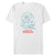 the little mermaid t - shirt in white with blue and red print on it's chest