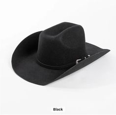 Black Western Cowboy/Cowgirl Hat (56-58cm) (S/M) Black Western Top Hat For Outdoor, Western Black Top Hat For Winter, Black Brimmed Top Hat For Rodeo, Western Style Black Top Hat For Winter, Classic Black Felt Cap, Western Black Hat For Country Events, Black Short Brim Hat For Rodeo, Black Short Brim Hats For Country Events, Black Short Brim Hat For Ranch