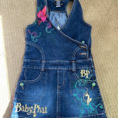 Vintage Y2k Baby Phat Mini Dress Girls Size 12, Fits Women's Xs New, Never Worn Make Me An Offer! Fitted Denim Blue Cute Denim Dress, Cute Fitted Denim Blue Denim Dress, Cute Fitted Medium Wash Denim Dress, Spring Y2k Denim Dress, Cute Fitted Cotton Denim Dress, Cute Fitted Denim Dresses, Y2k Baby Clothes, Birkin Mom, Quirky Girl