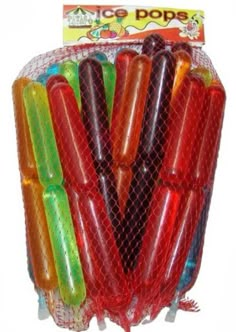 an inflatable bag filled with lots of different colored plastic tubes on top of a white background