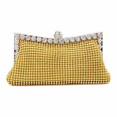 Black Metal Mesh Clutch Purse Wedding Bags Rhinestone Evening Bags for $49.99 | Baginning Sparkly Purse, Gold Clutch Bag, Rhinestone Handbags, Silver Handbag, Bridal Purse, Gold Clutch, Bags Vintage, Lv Bags, Evening Handbag