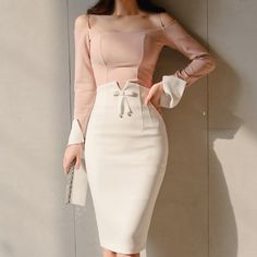 White High Waist Pencil Office Bodycon Midi Skirt Skirt Diy, Glamour Vintage, Fashion Elements, Bodycon Midi Skirt, Pencil Skirt Outfits, Pencil Skirt White, Bodycon Dress With Sleeves, High Waisted Pencil Skirt, Elegante Casual