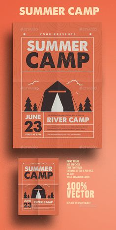 a flyer for a summer camp with an orange background