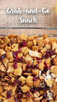 cranberry and go snack mix in a glass bowl