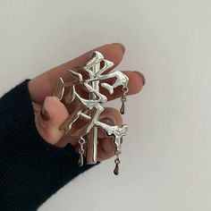 Size: Standart Fairy Aesthetic Clothes, Fairy Grunge Aesthetic Outfit, Fairy Grunge Aesthetic, Grunge Accessories, Y2k Hair, Silver Hair Clip, Y2k Jewelry, New Heart, Types Of Lettering